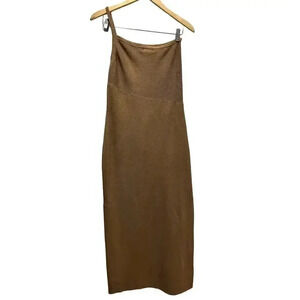 HOUSE OF HARLOW 1960  Ribbed Brown‎ One Shoulder Strap Dress Size M